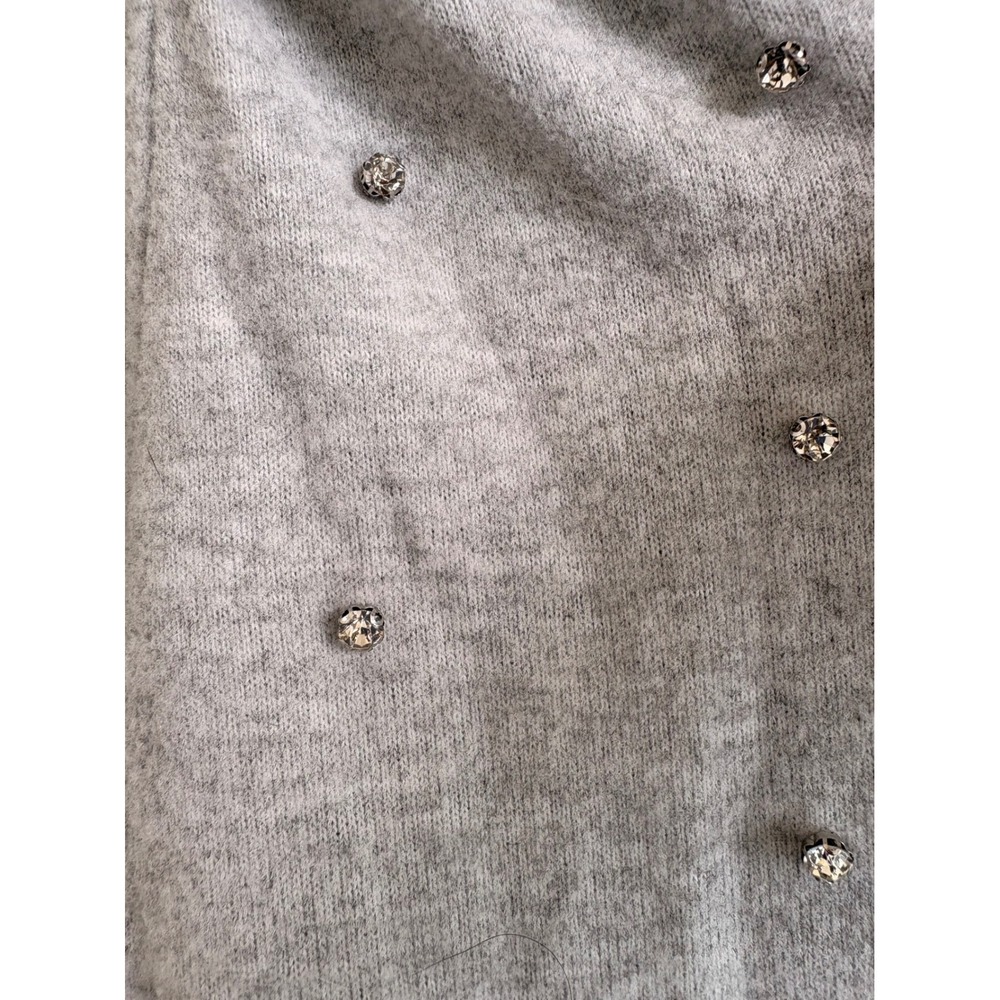 CeCe Heather Gray Rhinestone Puff Sleeve Knit Top XL New With Tags - Picture 6 of 7